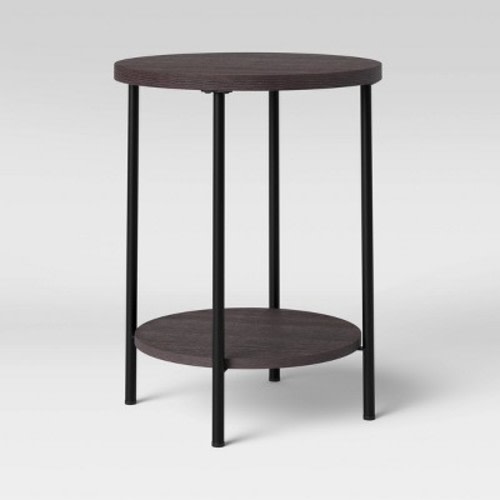 Wood and Metal Round End Table - Room Essentials™, Color: Espresso
