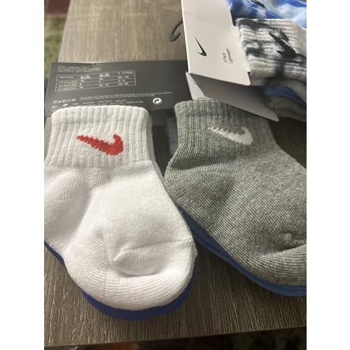 Nike Baby Toddler Socks Grey, Green, Black, 6 Pairs, Size 12-24 Months