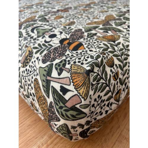 Mushroom Woodland Cotton Crib Sheets, Baby Bedding, Changing Pad Cover, Mini Crib Sheets, Bassinet Sheets, Mushrooms, Moths, Bees