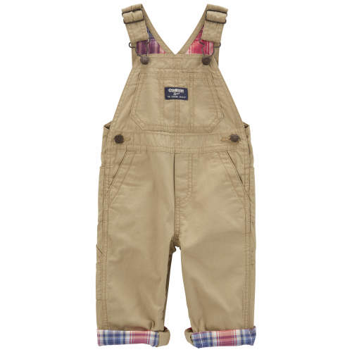 Baby Classic Plaid-Lined Canvas Overalls - Style,Khaki