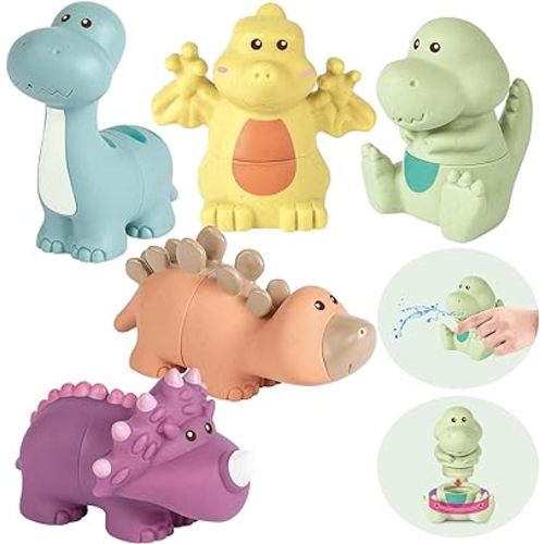 Dinosaur Bath Toys for Toddlers/ Infants 6 - 12- 18 Months, 5 Pack Non Toxic Baby Bath Toys, Bath Toys for Kids Ages 1-3