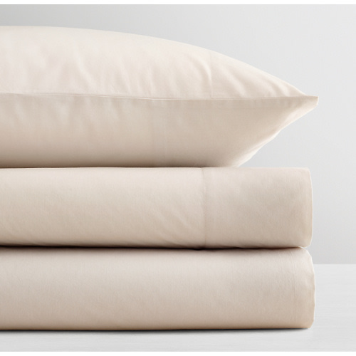 Vintage-Washed Percale Crib Fitted Sheet | RH Baby & Child- oatmeal