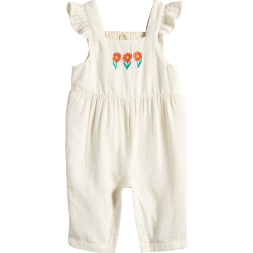 Baby Smock Back Cotton Romper, 9M, Ivory Egret
