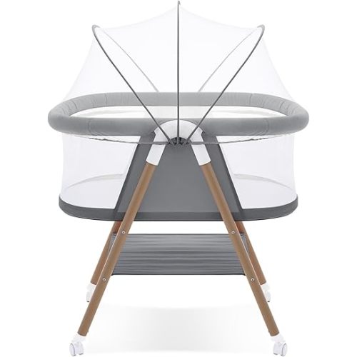 Baby bassinets,3 in1 Baby Crib, Sturdy, Portable & Easy to Assemble,Mosquito net and Portable Bag Included. (Gray)