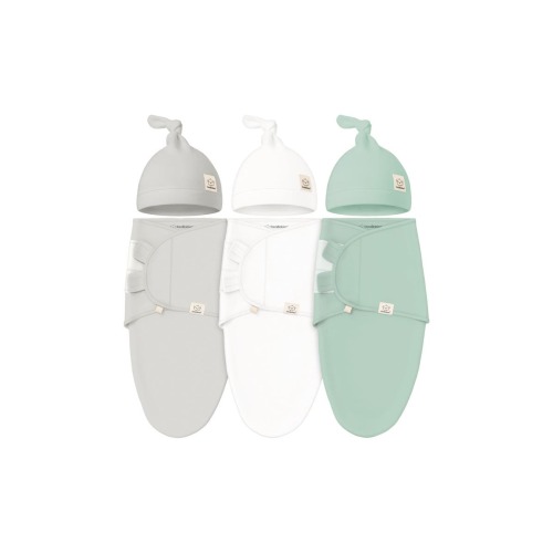3-Pack Soothe Swaddle Wraps with Knot Hats, Medium