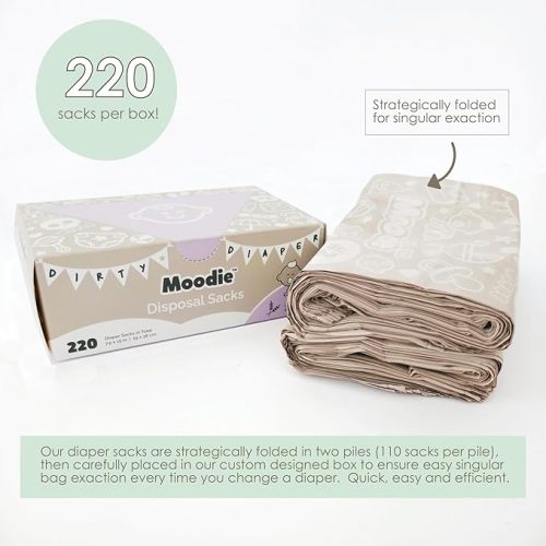 NEW Baby Disposable Diaper Sacks (220 BAGS in TOTAL) 7.5" x 15" | LAVENDER SCENTED Easy to Tie Diaper Bags Disposable | Leak Proof Diaper Trash Bags | Essential Item for Diaper Change on the Go - 220 Count (Pack of 1)