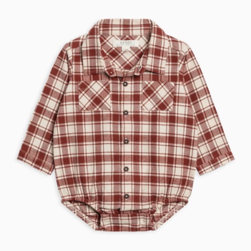 Carson Flannel Long Sleeve Collared Button Down Bodysuit