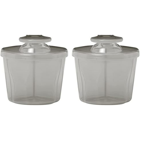Dr. Brown's Baby Formula Dispenser with Snap-On Lid for On-The-Go Feedings,Milk Powder Dispenser for Traveling with Infant,Gray (Pack of 2)