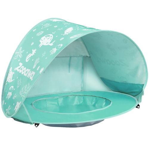 Zooawa Baby Beach Tent, Pop Up Beach Tent Sun Shade for Beach, Portable Shade Pool UV Protection Sun Shelter for Infant with Beach Sand Toys Set