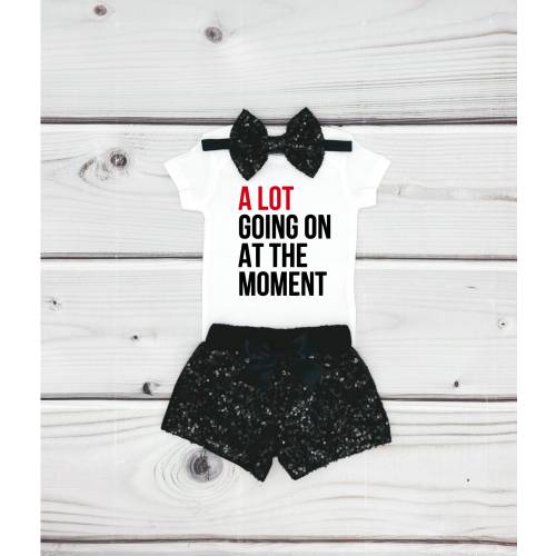 A lot going on at the Moment Baby Girl Outfit , Little Girl Swifty Outfit , Taylor Halloween Costume, Taylor Fan Baby Girl Gift