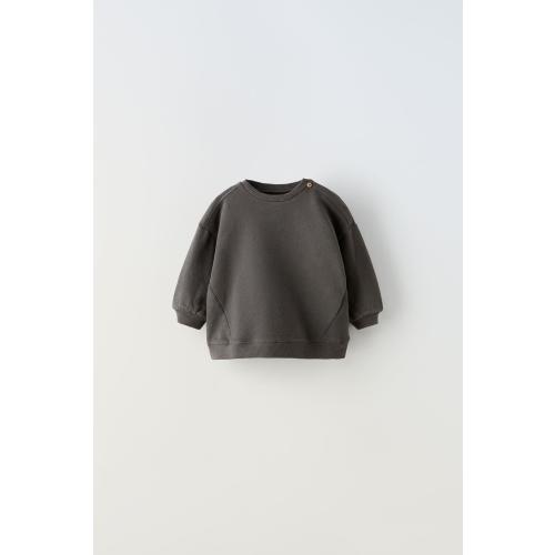 PLAIN BUTTONED SWEATSHIRT