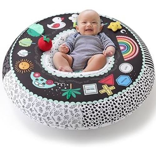 The Peanutshell Inflatable Baby Seat, Sitting Support, Activity Center for Babies 0-6 Months, Black and White High Contrast Play Ring