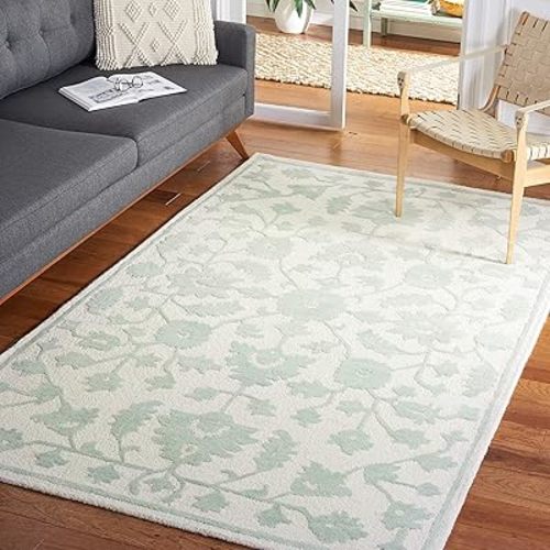 SAFAVIEH Metro Collection Area Rug - 8' x 10', Ivory & Light Green, Handmade Wool, Ideal for High Traffic Areas in Living Room, Bedroom (MET707Y)