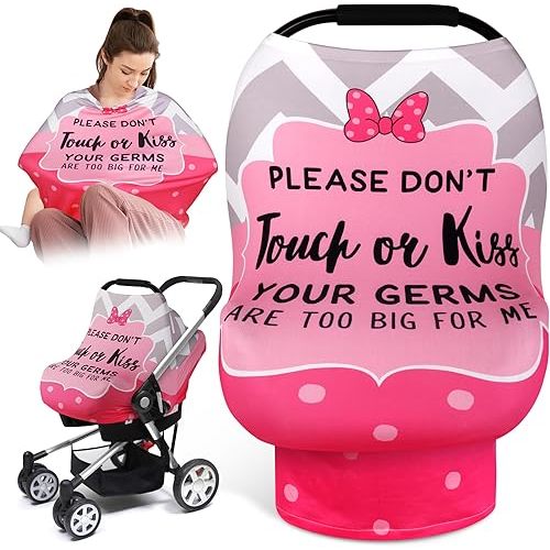 Metplus No Touch Sign Car Seat Cover for Babies, Mom Nursing Covers Breastfeeding Scarf, Multi Use Infant Carseat Canopy for Newborn Carrier/Stroller/Shopping Cart, Baby Shower Gifts for Boy Girl