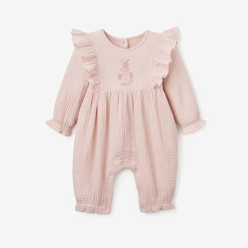 Warm Blush Organic Muslin Baby Jumpsuit
– Elegant Baby