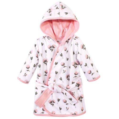 Hudson Baby Infant Girl Cotton Rich Bathrobe, Pink Peony, 0-9 Months