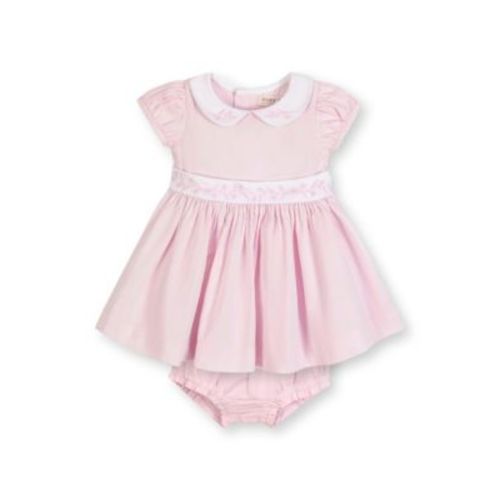 Girls' Organic Short Sleeve Seersucker Dress with Peter Pan Collar - Baby