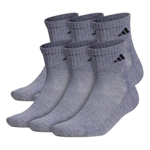 adidas Men's Socks, Athletic Cushioned Quarter 6-Pack, Ankle Fit with Arch Support
