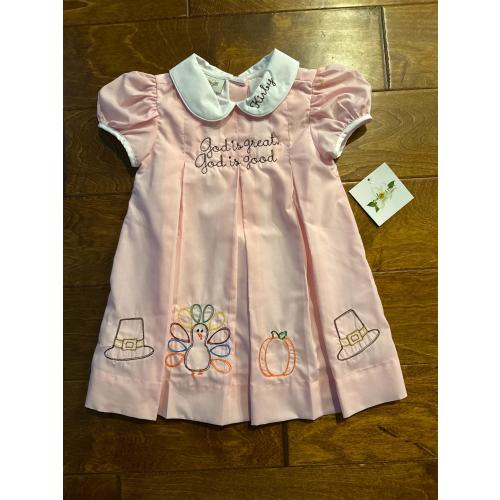 Thanksgiving Embroidered Pleat Dress