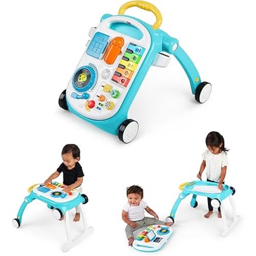 Baby Einstein Musical Mix ‘N Roll Learning Walker, 4-in-1 Push Walker, Activity Center, Toddler Table & Floor Toy, 6-36 Months, Blue