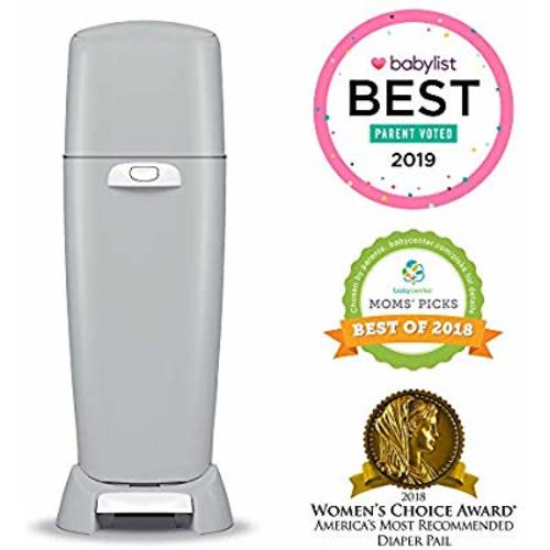 Playtex Diaper Genie Complete Diaper Pail, Fully Assembled, with Odor Lock Technology, Includes 1 Pail and 1 Refill, Grey