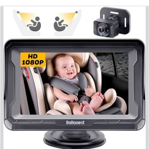 DoHonest Baby Car Camera HD 1080P - Rear-Facing Car Baby Monitor with Night Vision, Adjustable View Angle, Easy Setup, Anti-Glare Display, Safety for Kids & Infants