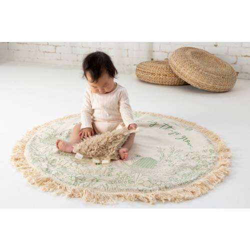 Handmade Organic Cotton Round Baby Play Mat: Australian Flora, Neutral Nursery Decor