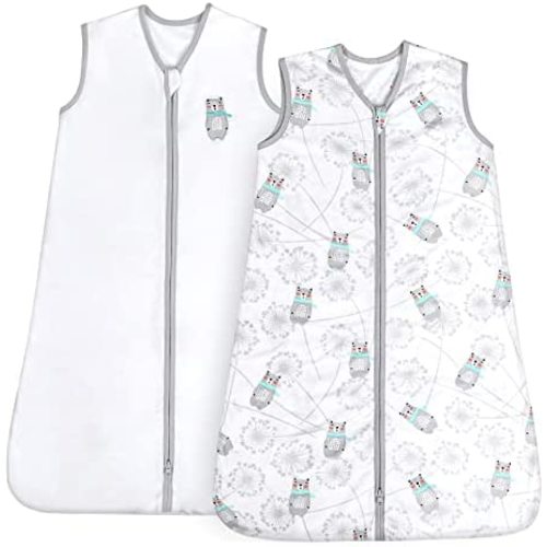 TILLYOU Sleep Sack - 2-Pack Set, Fits Babies Age 0-6 Months, Bear & Dandelion