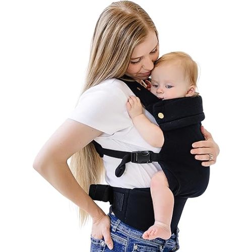 Ergonomic Hip-Healthy Baby Carrier, Front and Back Carry, 7-35 lbs, Black