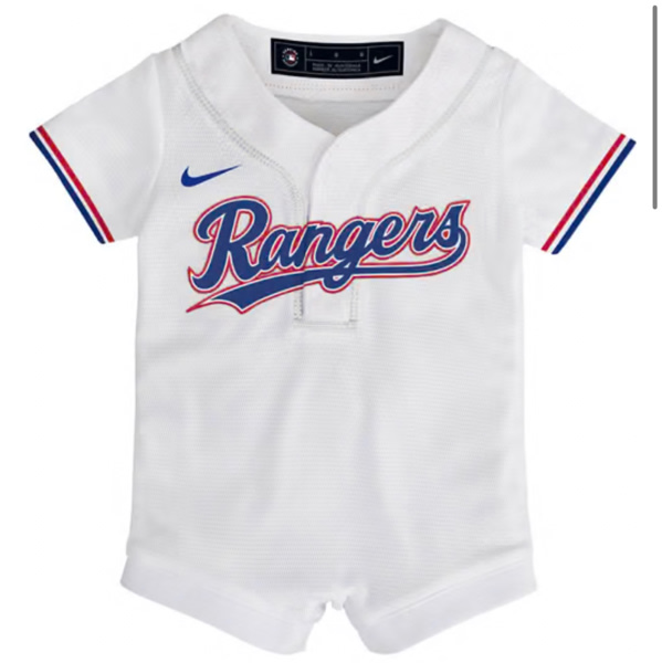 Texas Rangers Nike Baby White Home Replica Romper Baseball Jersey 6/9M - 133414699