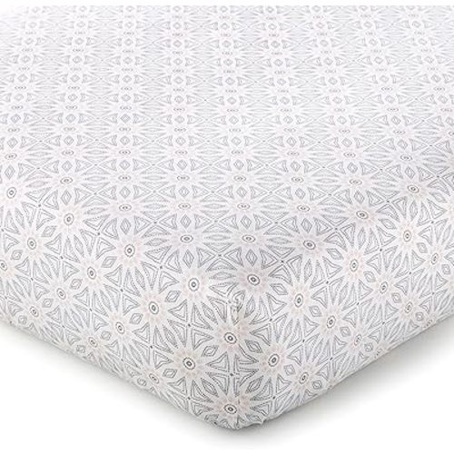 Levtex Baby - Imani Crib Fitted Sheet - Fits Standard Crib and Toddler Mattress - Medallions - Pink, Grey, White - Nursery Accessories - 100% Cotton