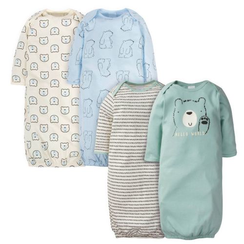 Gerber Baby Boys' Lap Shoulder Gowns - Bear - Preemie - 4-Pack