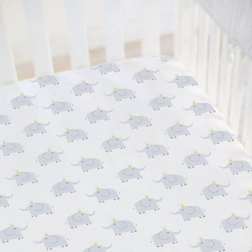 Fitted Crib Sheet Elephant Gray