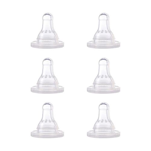 NUK First Essentials Replacement Baby Bottle Nipples, 6 Count (Pack of 1)