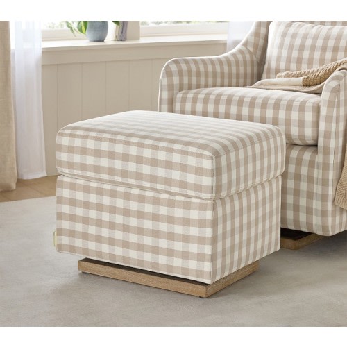 Merced Ottoman - Taupe Gingham