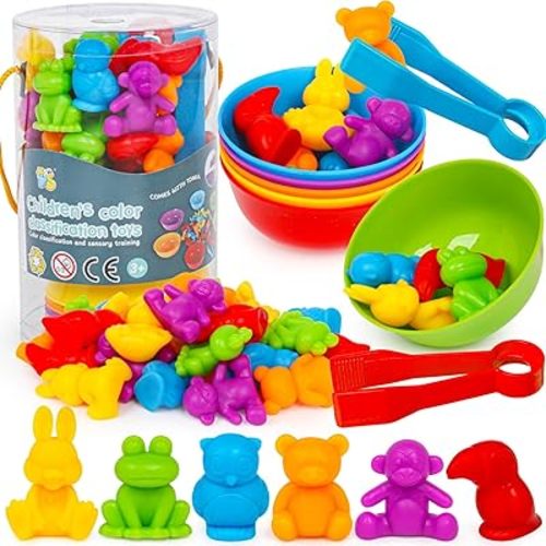 Color Sorting Toys for Toddlers,Counting Animals Matching Games Montessori Educational Preschol Toddler Learning Activities Sensory Traning Toys Gift for 3+ Year Old Boys Girls