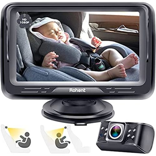 Shynerk Baby Car Mirror, 4.3'' HD Night Vision Function Car Mirror Display, Safety Car Seat Mirror Camera Monitored Mirror with Wide Crystal Clear View, Aimed at Baby, Easily Observe the Baby’s Move