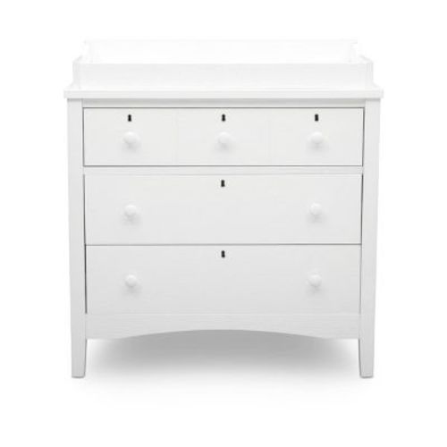 Delta Children Farmhouse 3 Drawer Dresser With Changing Top And Interlocking Drawers - Textured Limestone