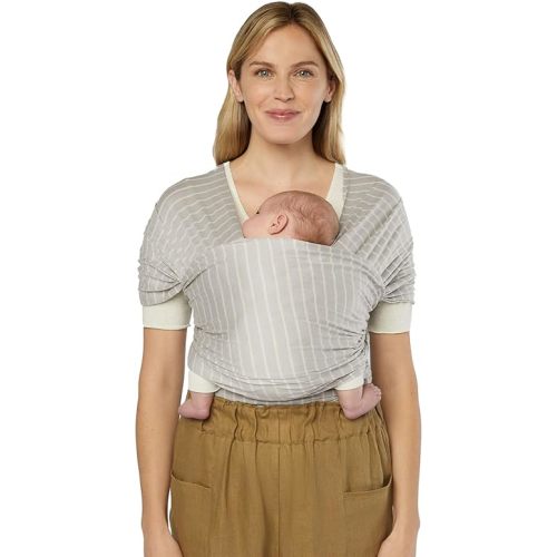 Ergobaby Sustainable Knit Aura Baby Carrier Wrap for Newborn to Toddler (8-25 Pounds), Grey Stripes
