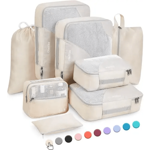 8 Pieces Packing Cubes for Travel, Sturdy Suitcase Organizer in 4 Sizes (Extra Large, Large, Medium, Small), OlarHike Luggage Cubes with Toiletry Bag, Travel Essentials, Cruise Ship Gifts for Women