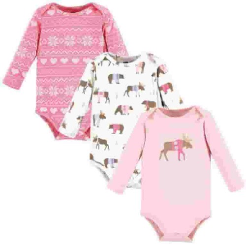 Hudson Baby Cotton Long-Sleeve Bodysuits, 3-Pack, Newborn- 24 Months