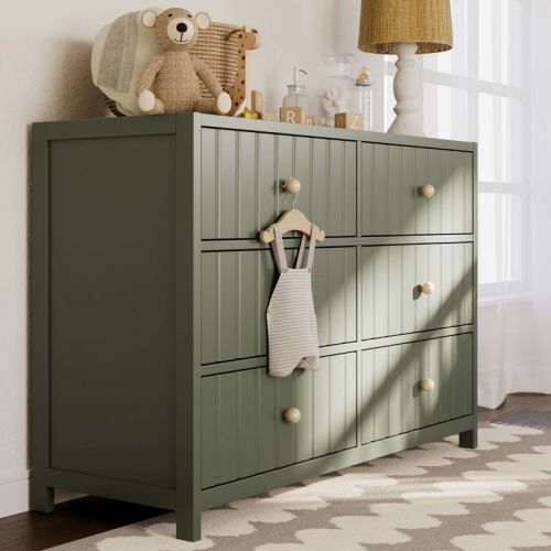 Graco Teddi 6-Drawer Double Dresser - Olive