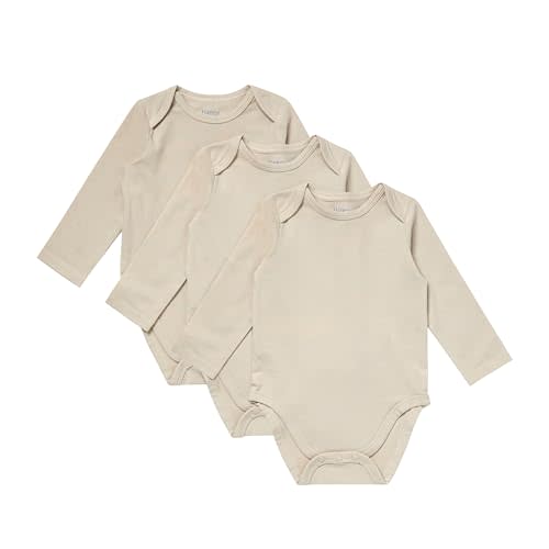 Hanes Unisex Baby Pure Comfort Long Sleeve Bodysuits, Infant Bodysuits, Boys & Girls, 3-pack