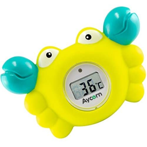 Aycorn Digital Baby Bath Thermometer Baby Safety - Fahrenheit Water Temperature Thermometer & Room Thermometer with LED Display and Temperature Warning - Infant Baby Bath Toys Floating Toy Thermometer