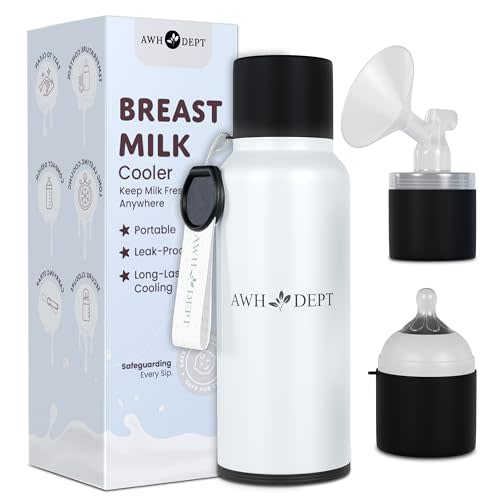 22oz Breastmilk Cooler and Baby Bottle – Reusable Container & Ice Pack Combo that Cools On-the-Go 14+ Hours - Easy to Use w/ Wide Neck Breast Pumps and Replaces Breastmilk Pitcher /Feeder (Soft White)