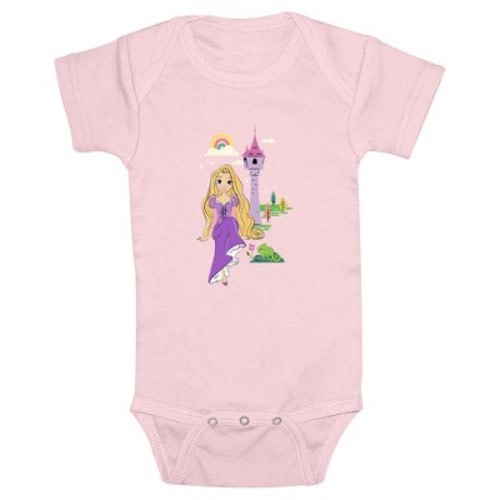 Infant's Tangled Cartoon Rapunzel Onesie, Color: Light pink, Size: 6 month