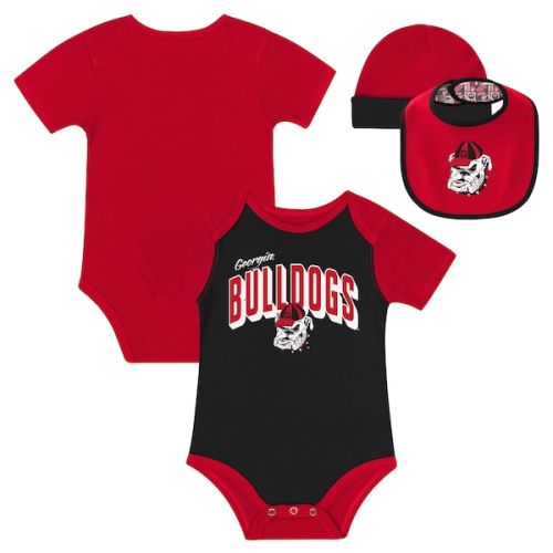 Georgia Bulldogs Bodysuit, Bib & Cuffed Knit Hat