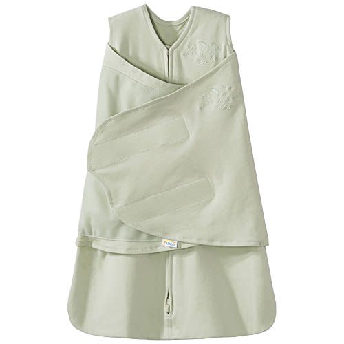 HALO 100% Cotton Sleepsack Swaddle, 3-Way Adjustable Wearable Blanket, TOG 1.5, Sage, Newborn, 0-3 Months