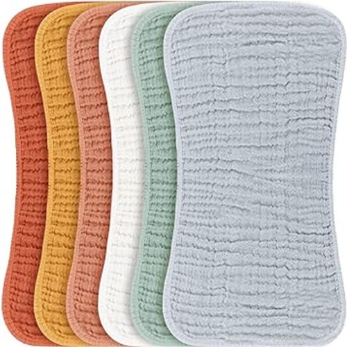 Konssy Muslin Baby Burp Cloths Sets for Unisex- 6 Pack Large 100% Cotton Burping Clothes for Newborn,Baby Girls and Boys