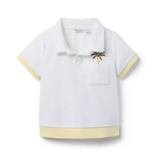 Boy White Serena Williams x Janie and Jack Palm Terry Polo by Janie and Jack